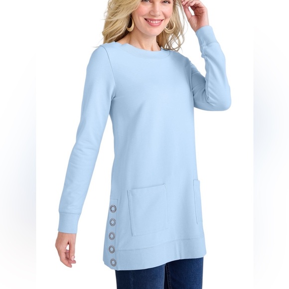 NEW Soft Surroundings Make It Snappy Pullover XS Petite Oversized Boatneck - Picture 3 of 5